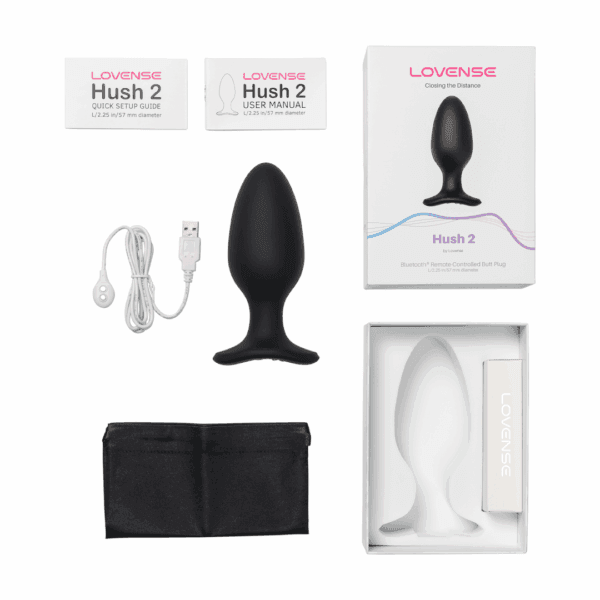 Hush 2 - App-bestuurde Vibrerende Anale Plug - 2,25 / 5,7 cm - Zwart