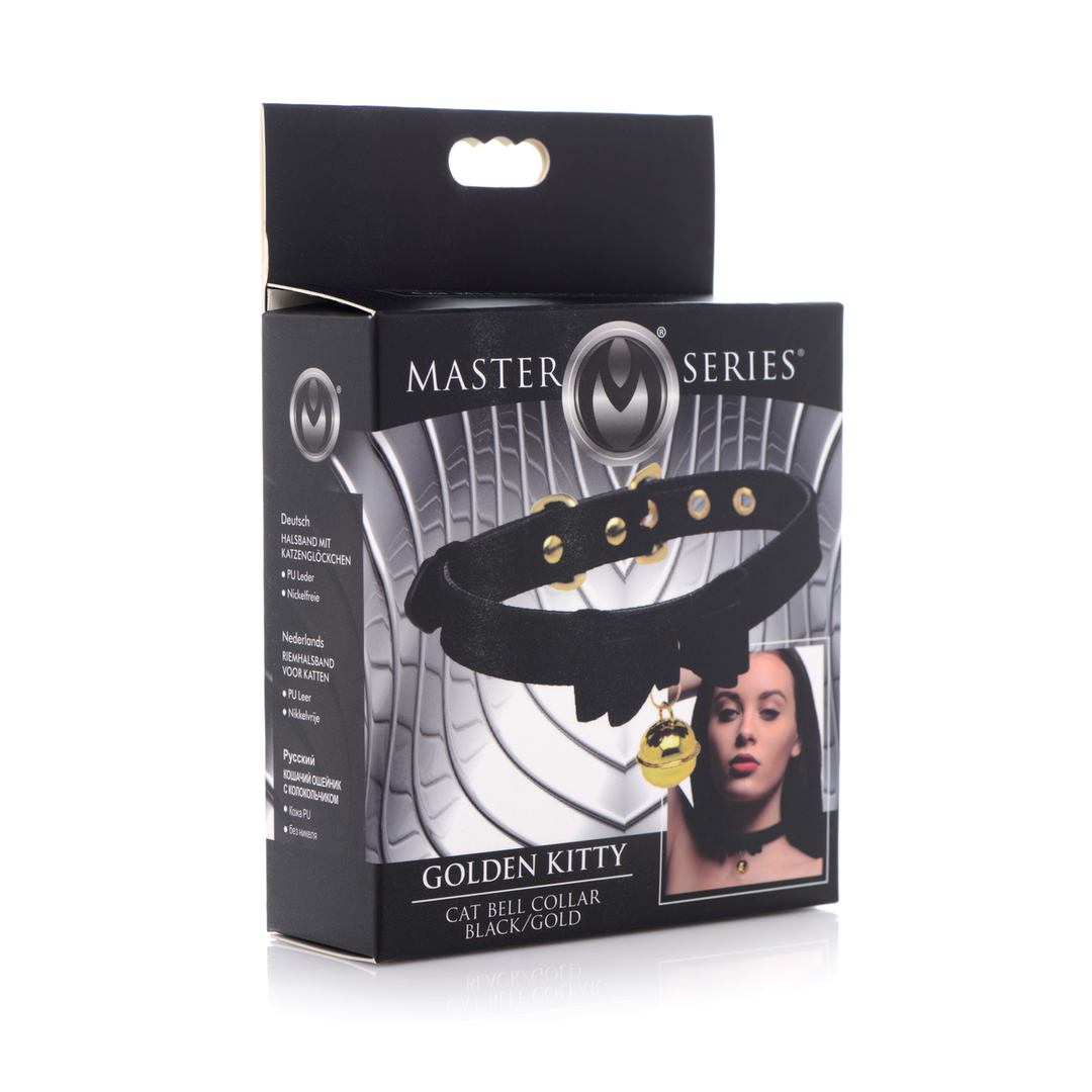 Master Series - Gouden Kitty - Kat Belhalsband - Zwart/Goud