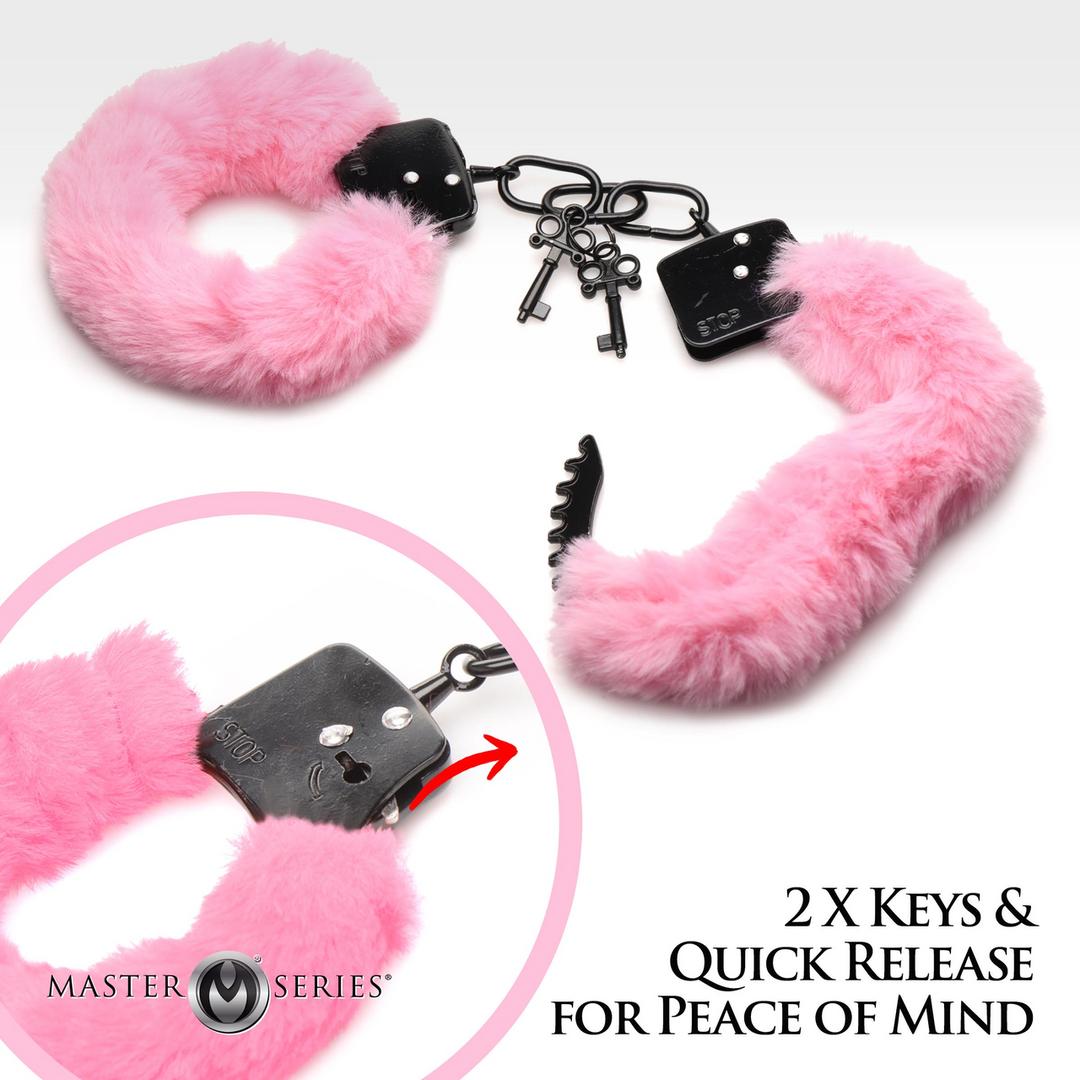 Master Series - Cuffed in Fur - Furry Handcuffs - Roze