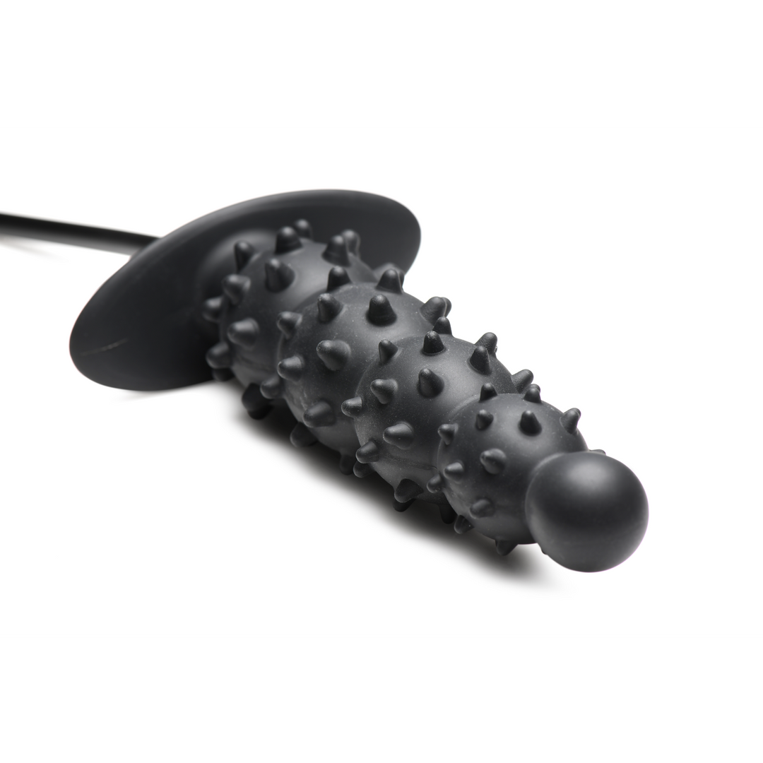 Master Series - Ass Puffer - Nubbed Inflatable Silicone Anale Plug - Zwart