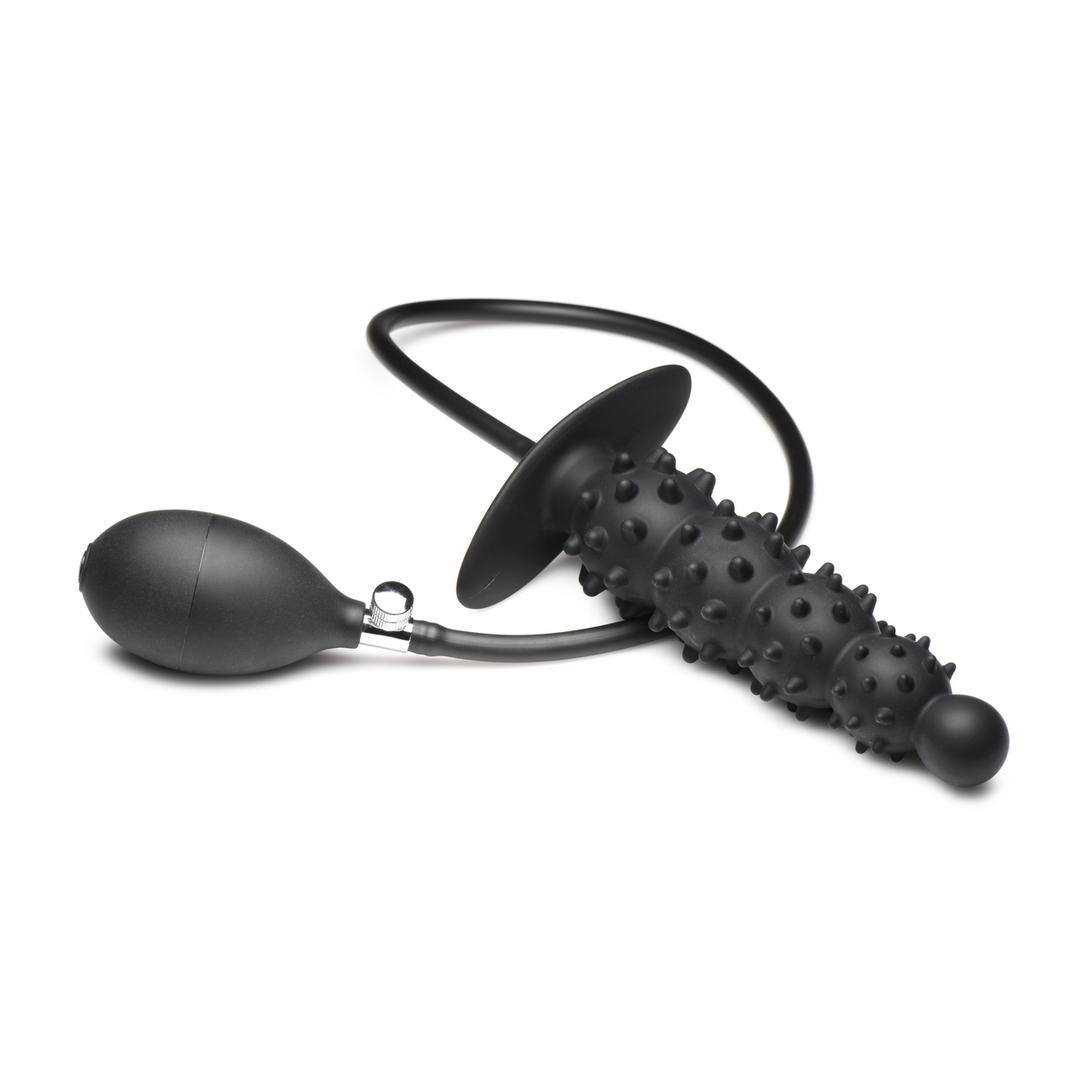 Master Series - Ass Puffer - Nubbed Inflatable Silicone Anale Plug - Zwart