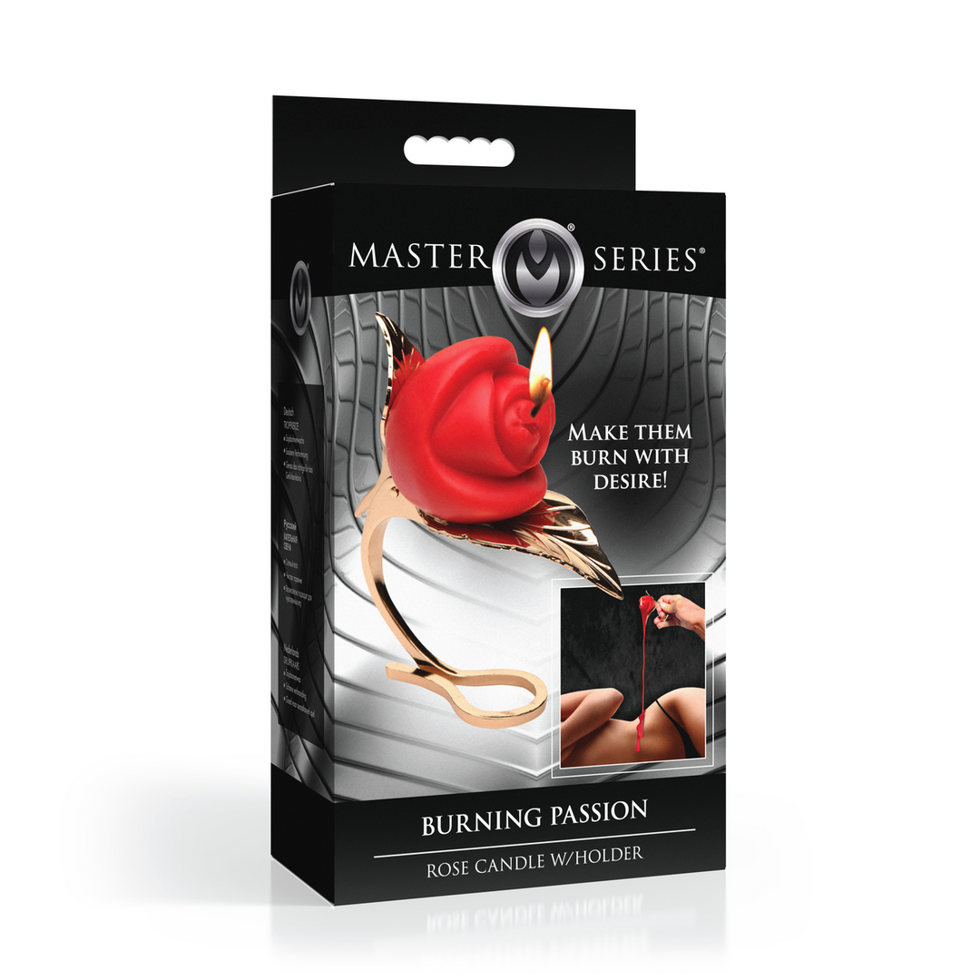 Master Series - Brandende Passie - Rozenkaars met Houder - Rood/Goud
