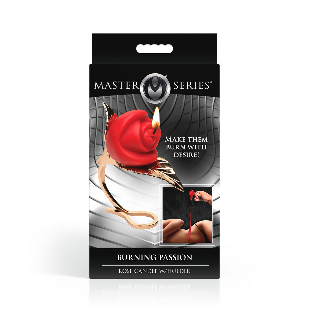 Master Series - Brandende Passie - Rozenkaars met Houder - Rood/Goud