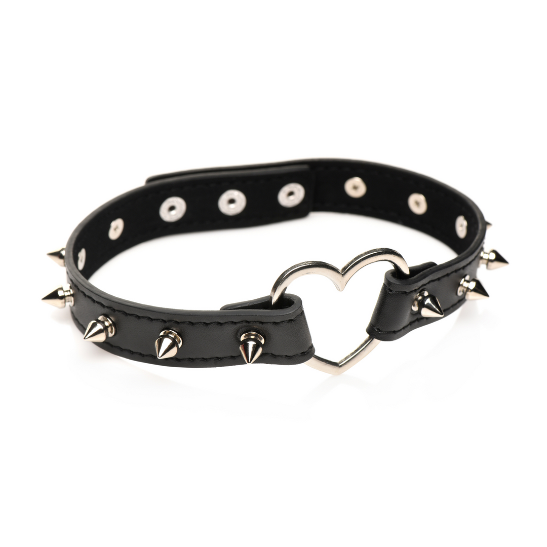 Master Series - Spiked Heart Choker - Zwart