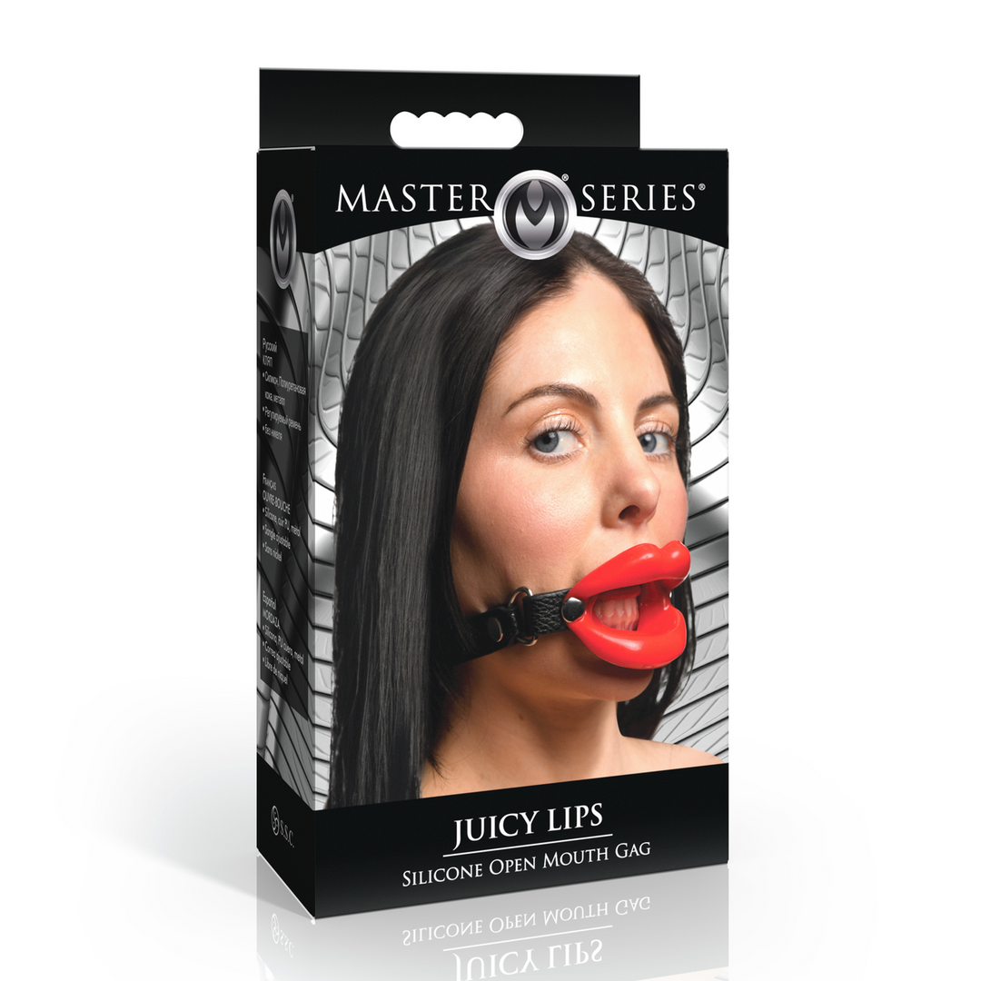 Master Series - Juicy Lips - Siliconen Open Mond Gag - Rood