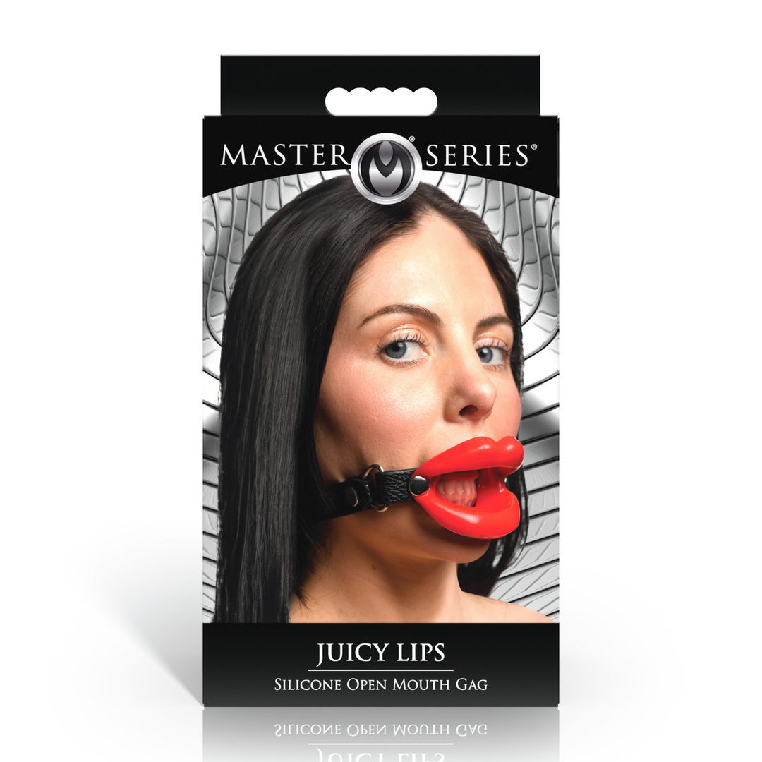 Master Series - Juicy Lips - Siliconen Open Mond Gag - Rood