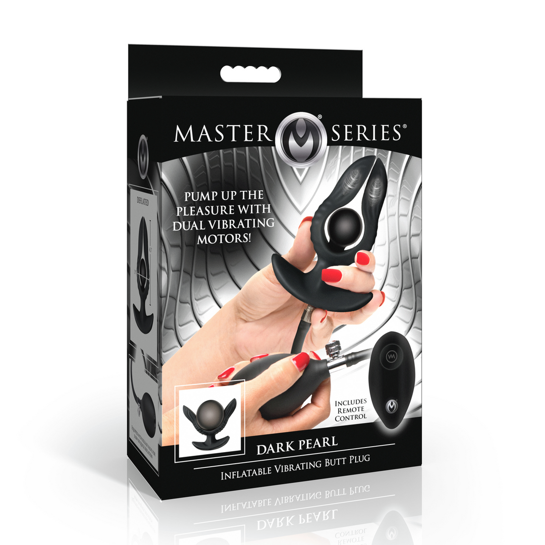 Master Series - Dark Pearl - Opblaasbare Vibrerende Anale Plug met Afstandsbediening - Zwart