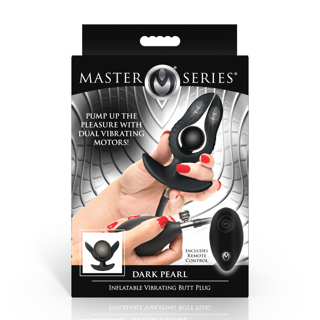 Master Series - Dark Pearl - Opblaasbare Vibrerende Anale Plug met Afstandsbediening - Zwart