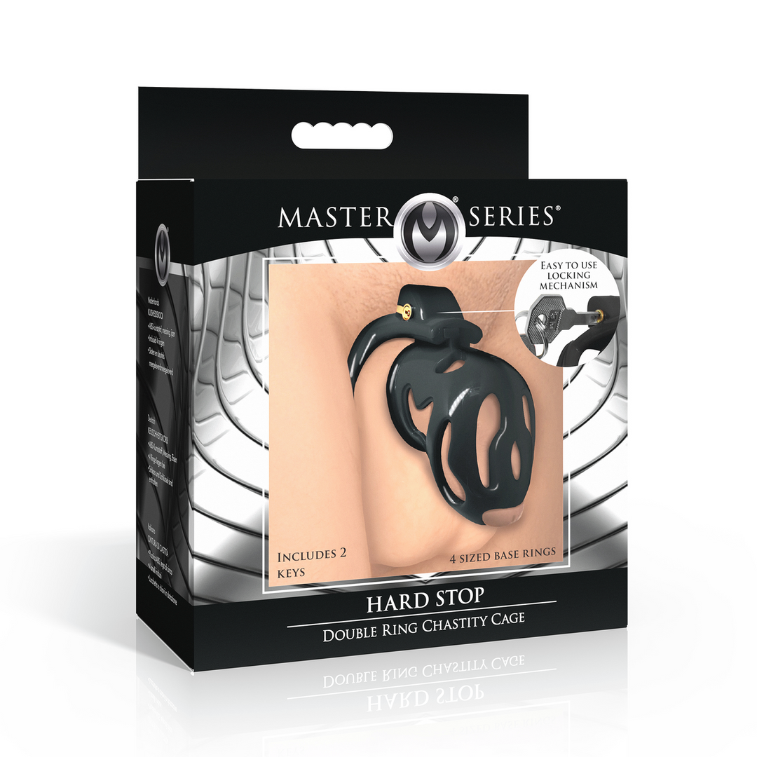 Master Series - Hard Stop - Dubbele Ring Kastele Cage - Zwart
