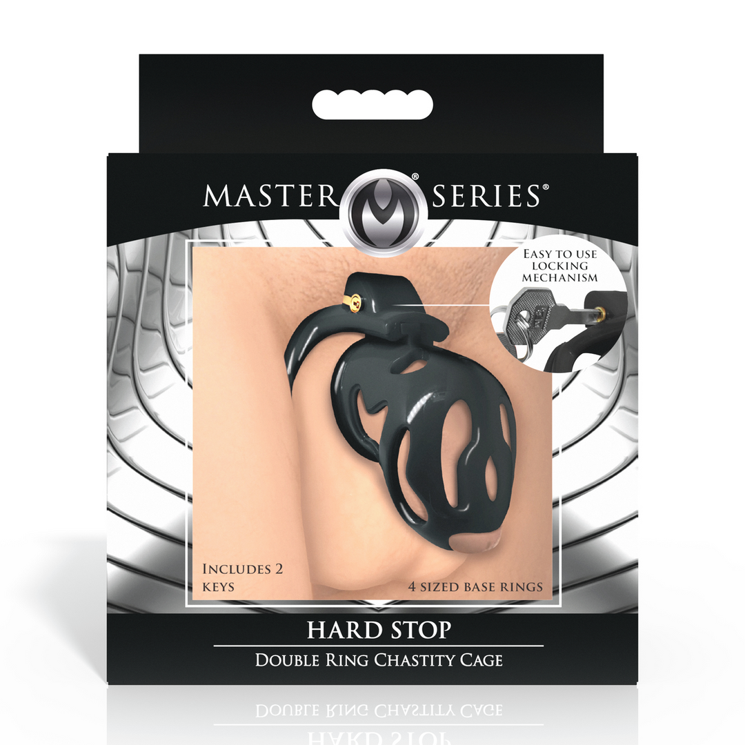 Master Series - Hard Stop - Dubbele Ring Kastele Cage - Zwart