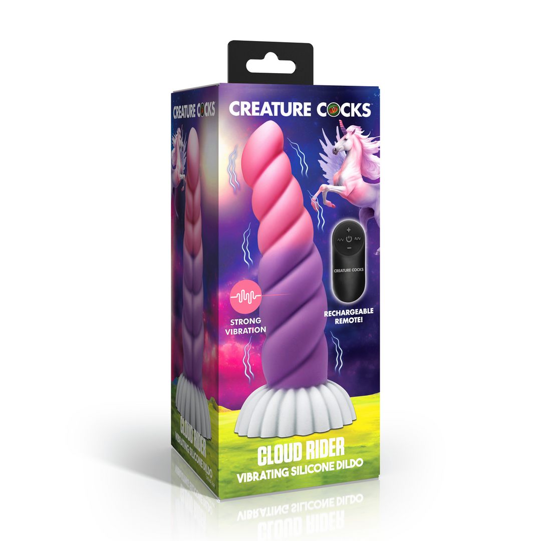 Creature Cocks - Cloud Rider - Vibrerende Eenhoorn Siliconen Dildo - Paars/Roze