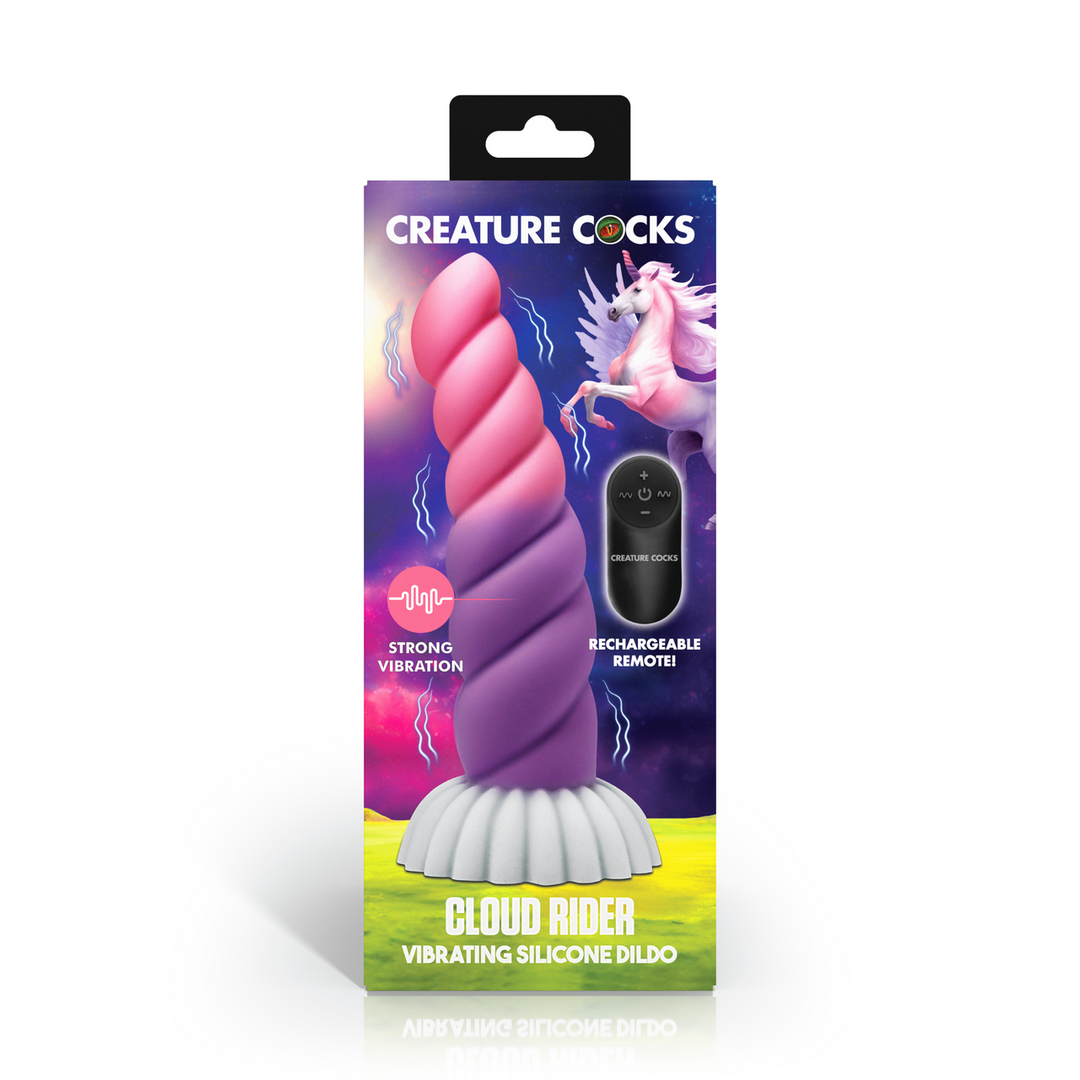Creature Cocks - Cloud Rider - Vibrerende Eenhoorn Siliconen Dildo - Paars/Roze