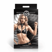 Master Series - Captivate - Halsband met Lichaamsketting - Zwart/Goud