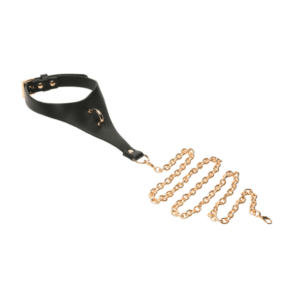 Master Series - Captivate - Halsband met Lichaamsketting - Zwart/Goud