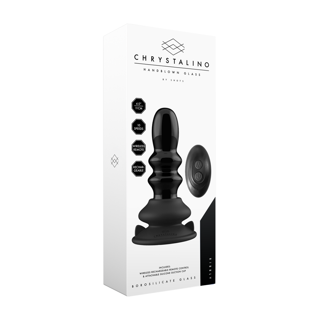 Chrystalino  - Ribbly - Glazen Ribble Vibrator met Zuignap