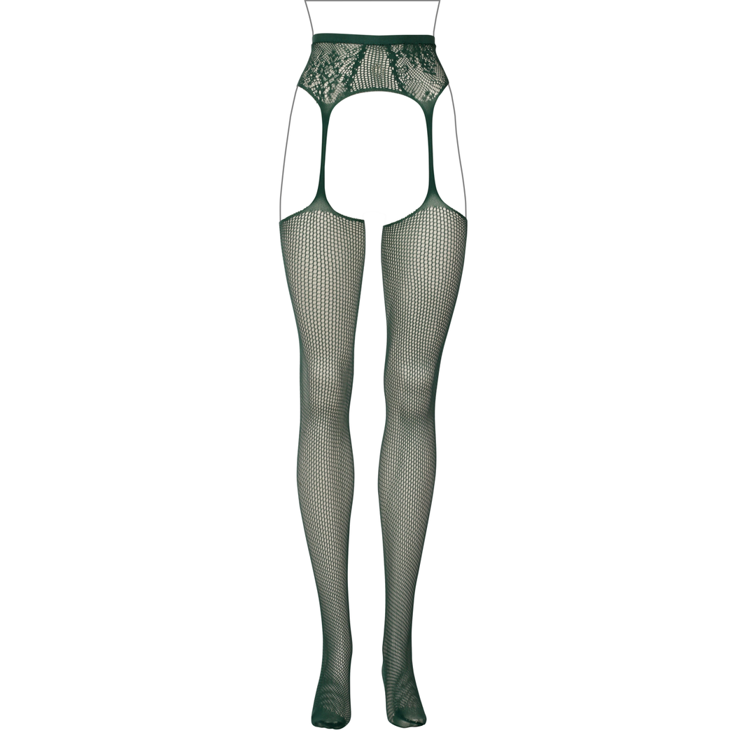 Fishnet and Lace Garterbelt Stockings - One Size