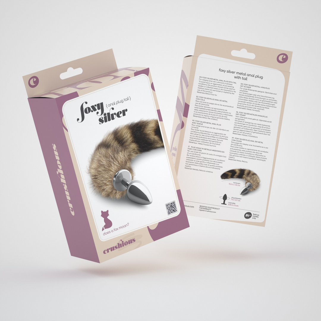 Foxy Silver - Metalen Anale Plug met Staart - Zilver/Bruin