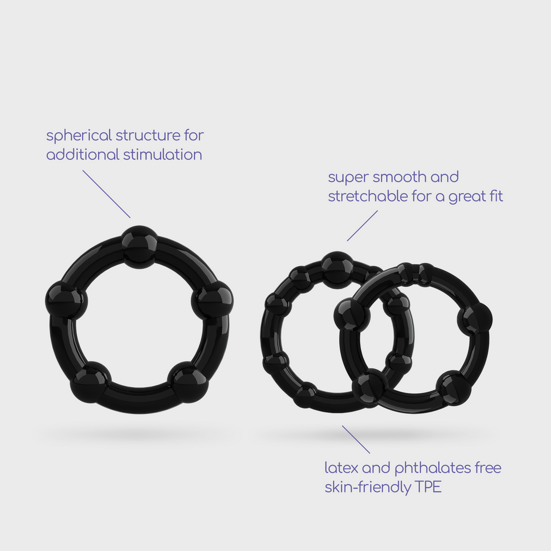 Triple Bead - Cockring Set - Zwart