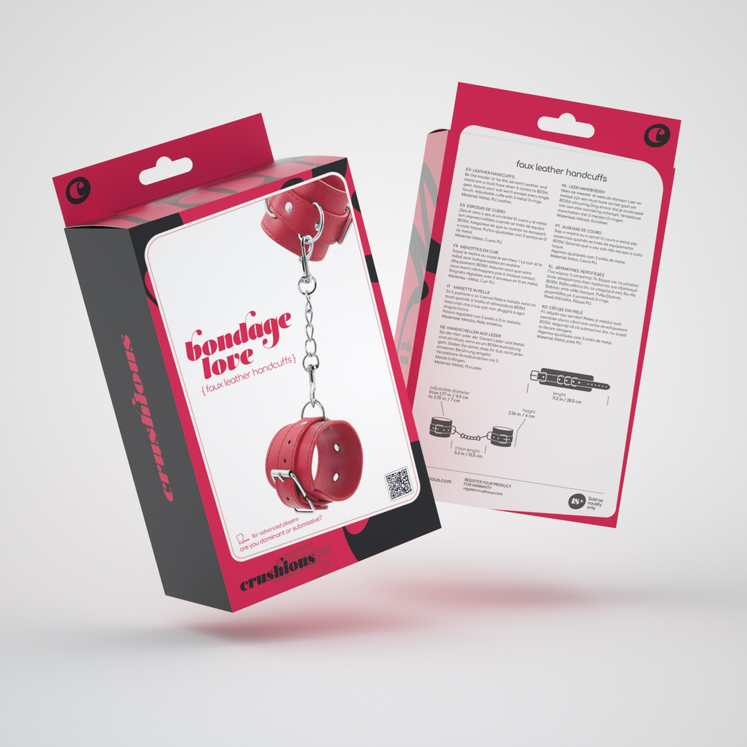 Bondage Love - Leren Handboeien - Rood