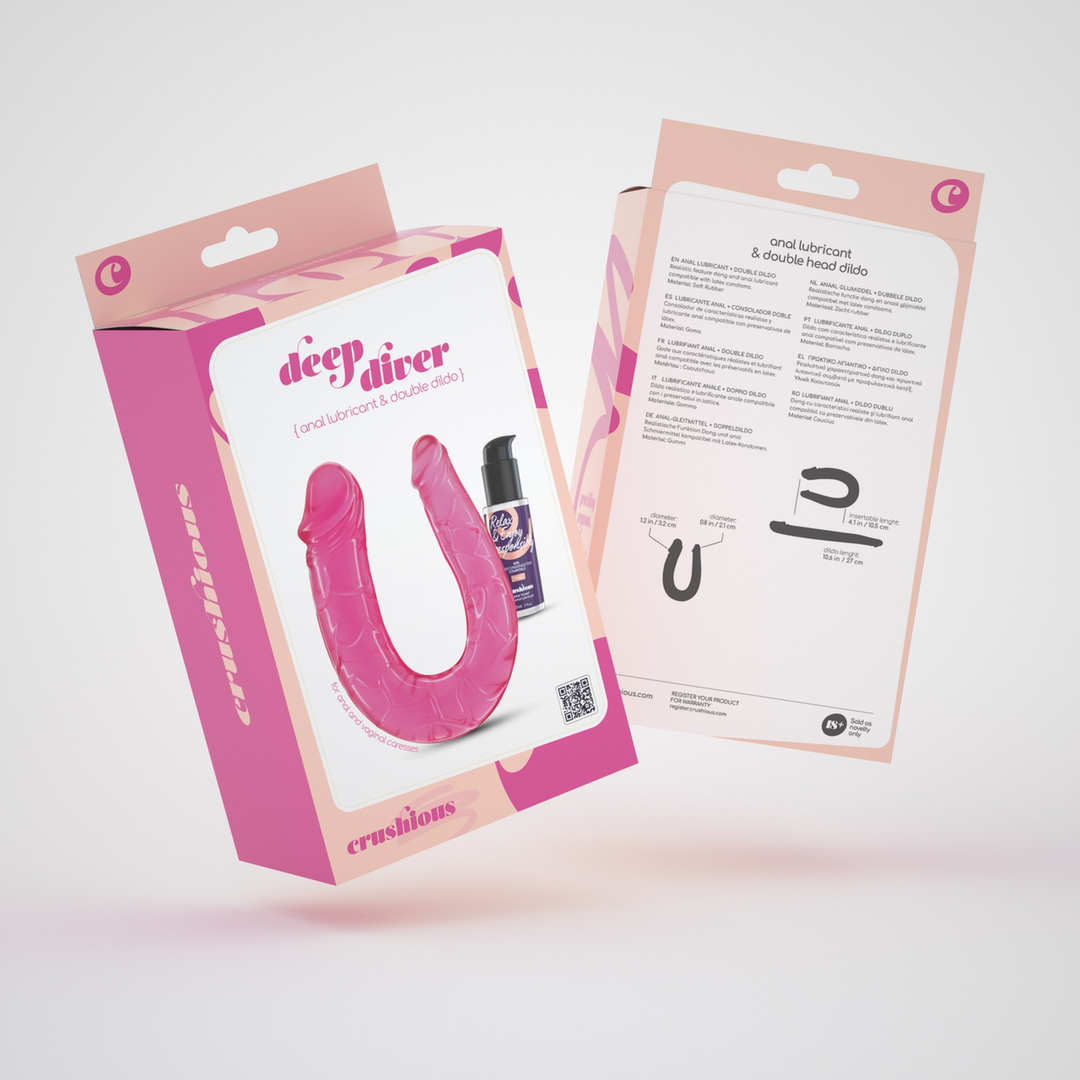 Deep Diver - Double Dildo with Anal Lubricant - 1.7 fl oz / 50 ml - Pink
