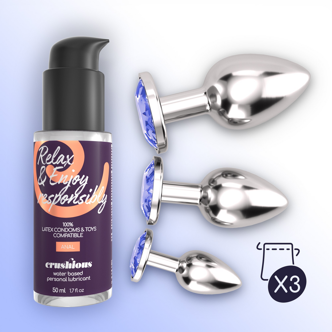 Bijou - Anal Wet Train Trio - 3 Jewel Plugs - Blauw