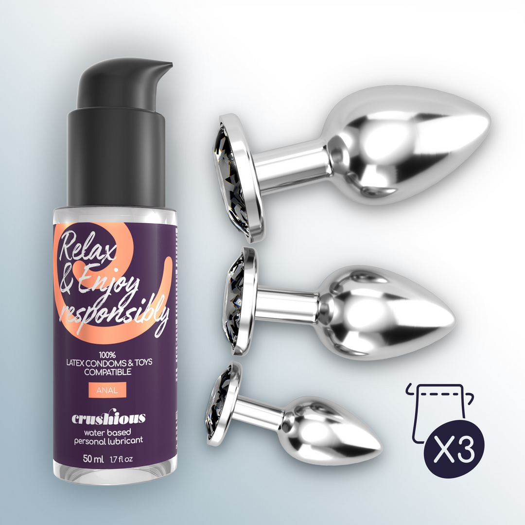 Bijou - Anal Wet Train Trio - 3 Jewel Plugs - Zwart