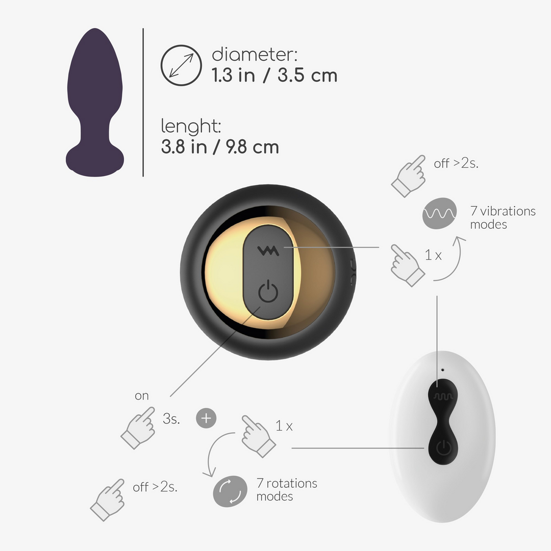 Twister - Draaibare Anale Plug met Afstandsbediening - Zwart