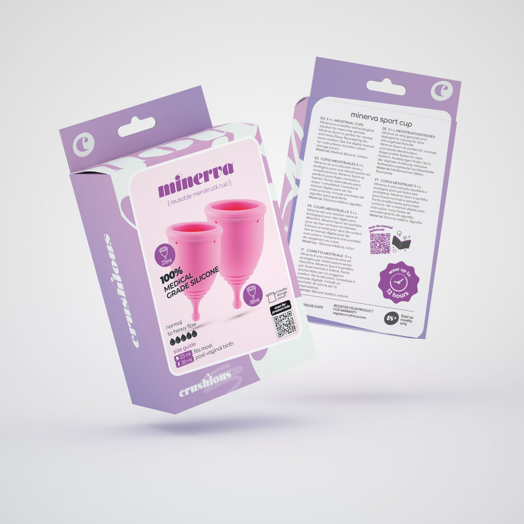 Minerva - Menstruatiecups met Zak - S en L - Roze