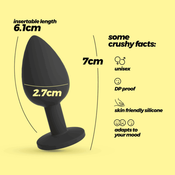 Camileo - Anale Plug met Vier Verwisselbare Edelstenen - Klein - Zwart