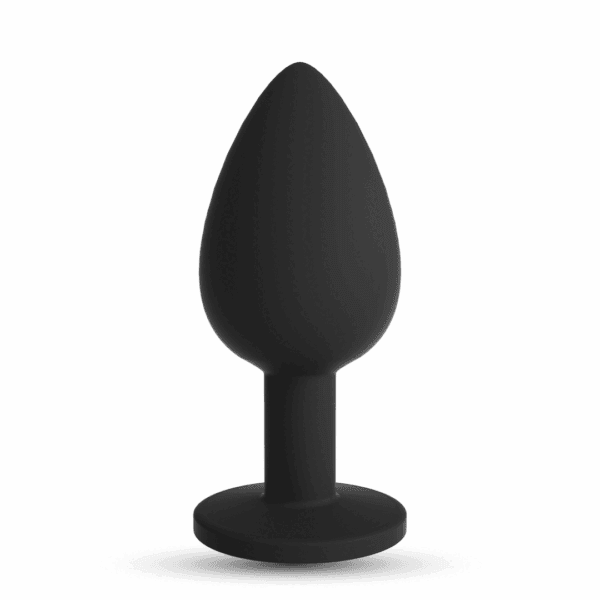 Camileo - Anale Plug met Vier Verwisselbare Edelstenen - Klein - Zwart