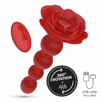 Rosaline - Draaibare Anale Rozenplug met Afstandsbediening - Rood