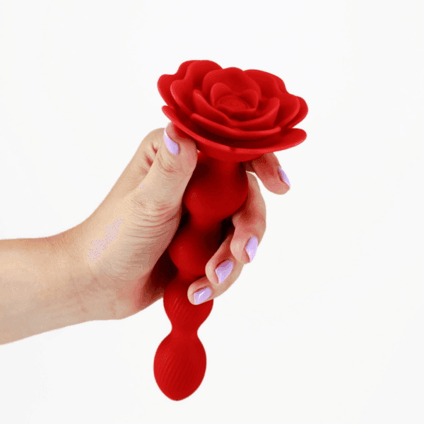 Rosaline - Draaibare Anale Rozenplug met Afstandsbediening - Rood