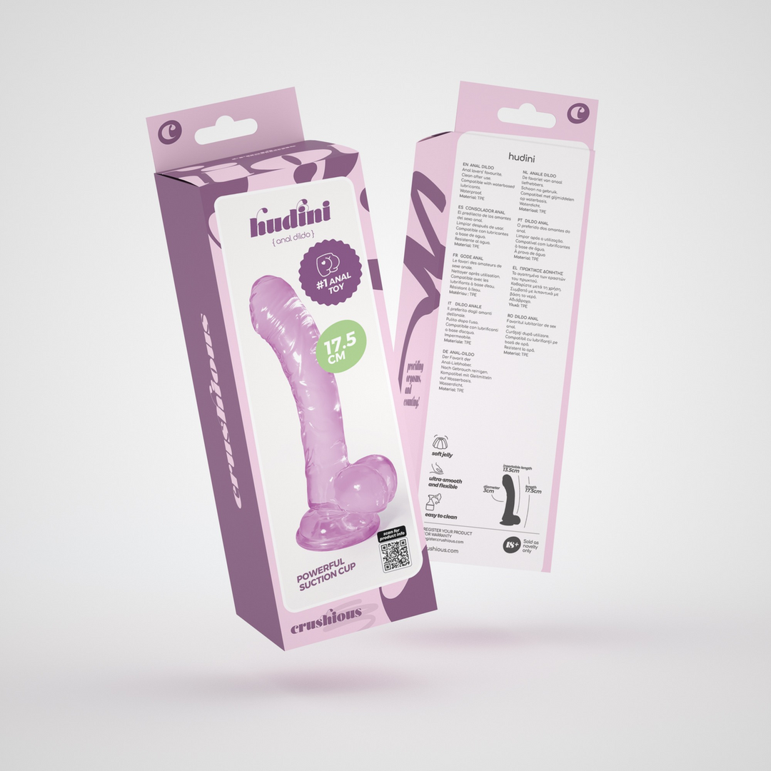 Hudini - Jelly Flexibele Anale Dildo - 6,9/ 17,5 cm - Paars