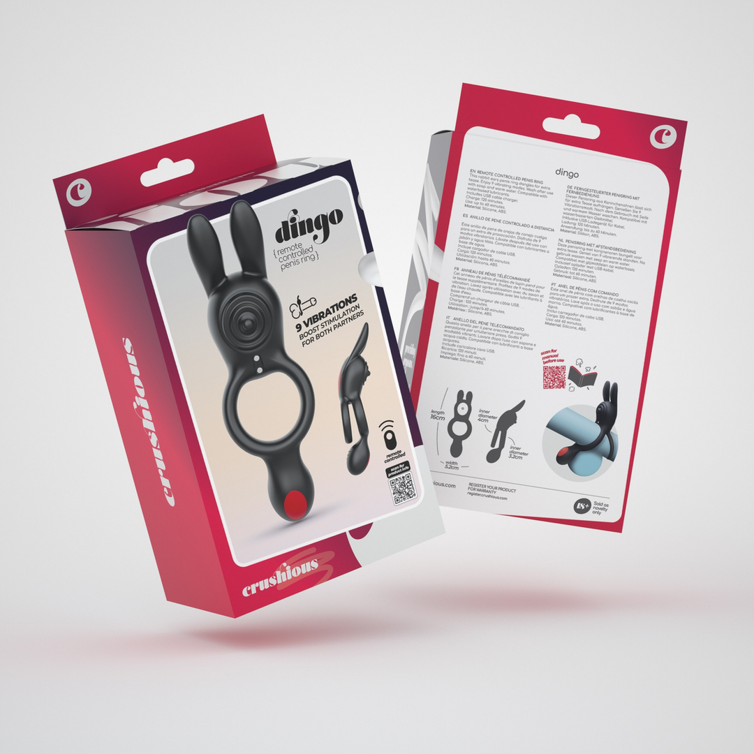 Dingo - Dubbele Vibrerende Cockring met Afstandsbediening - Zwart