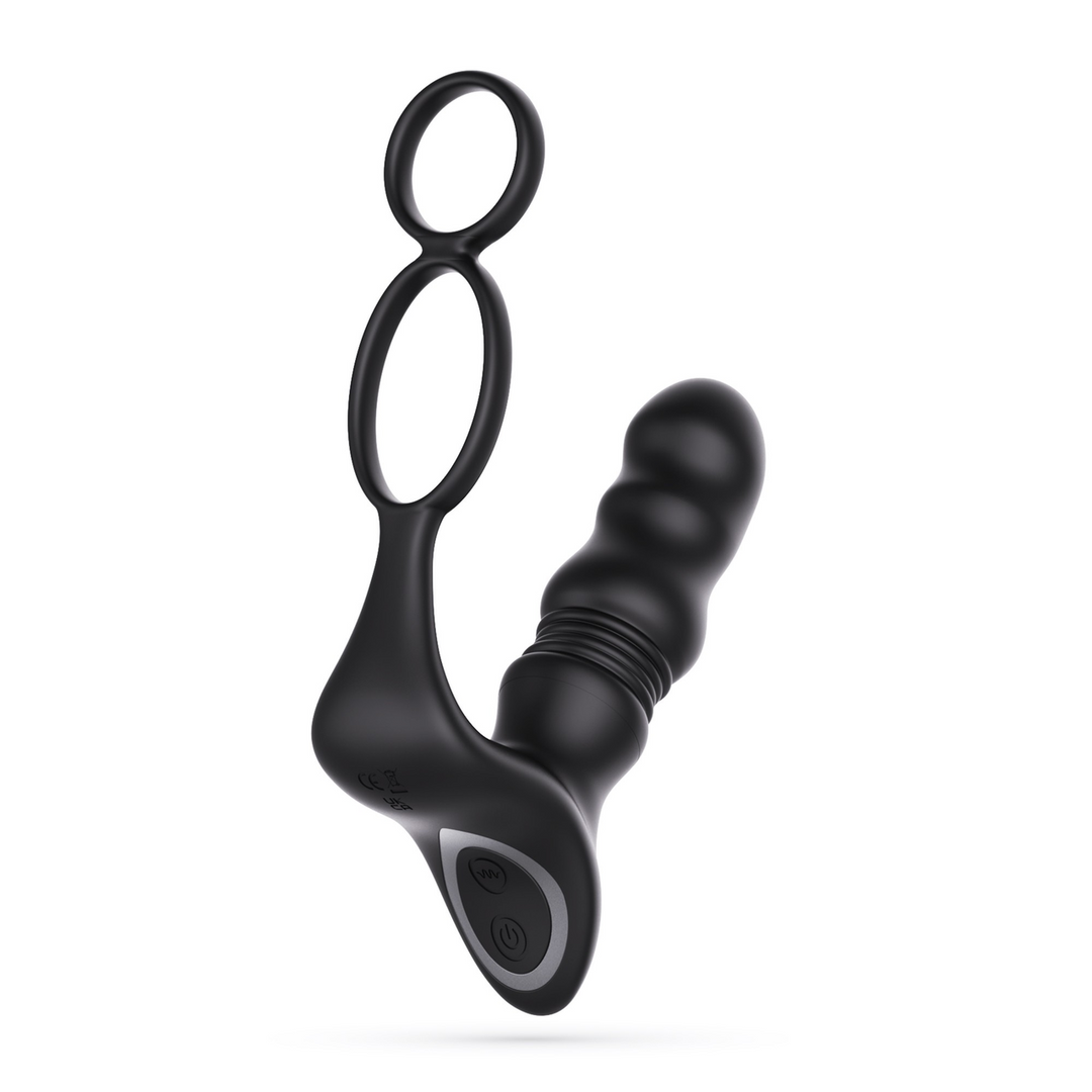 Crixus - Vibrerende Prostaatmassager met Balriem en Cockring - Zwart