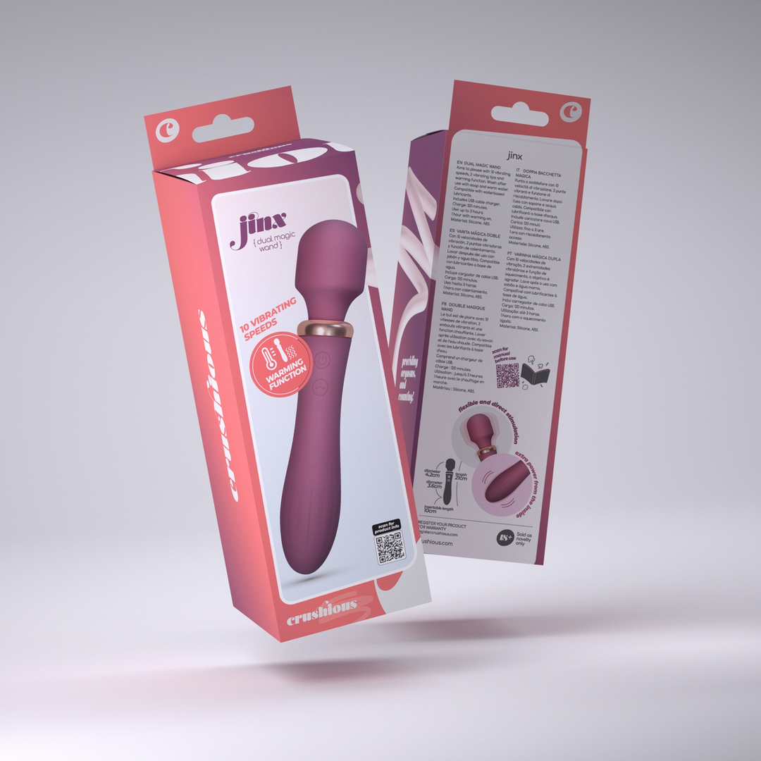 Jinx - Dual Wand Massager met Verwarmingsmodus - Rode Wijn