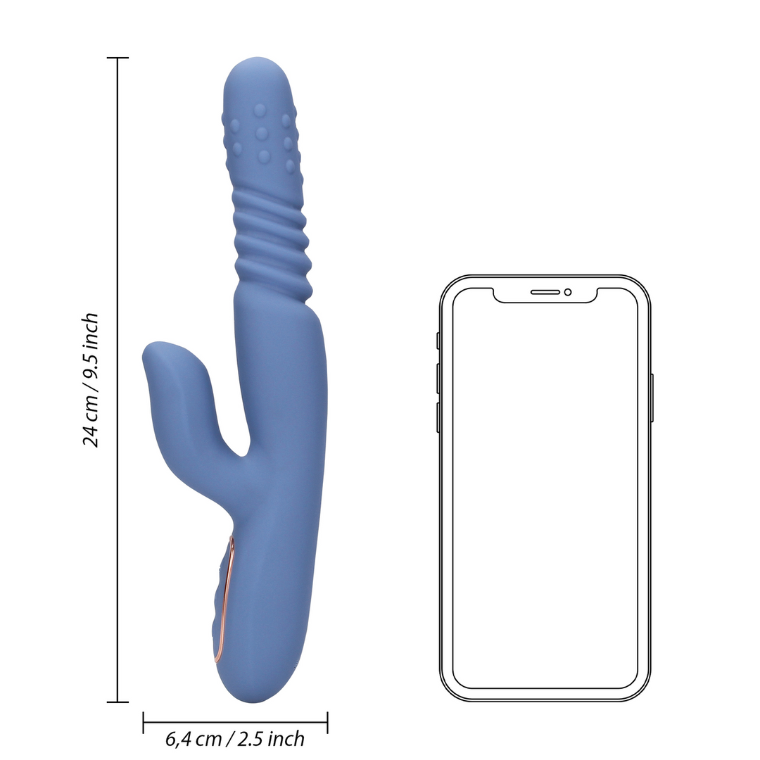 Warming Rotating Beads and Thrusting Rabbit Vibrator - Blue Nova