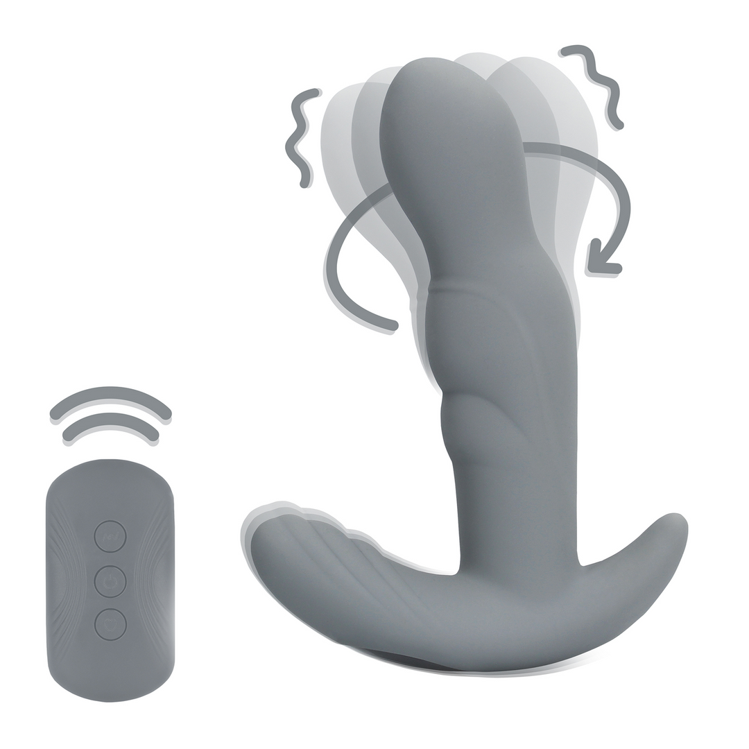 Rotating Prostate Stimulator with Remote Control - Gotham Grey