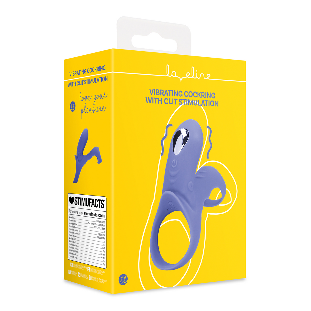 Vibrating Cockring with Clit Stimulation - Tamiya Blue