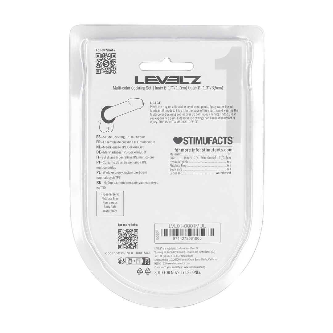 Levelz - Cockring Set van 4 - Multicolor