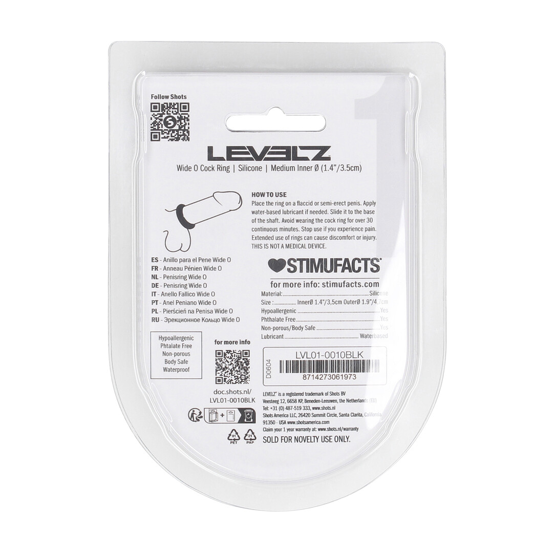 Wide O Silicone Cockring - M - 35mm - Zwart