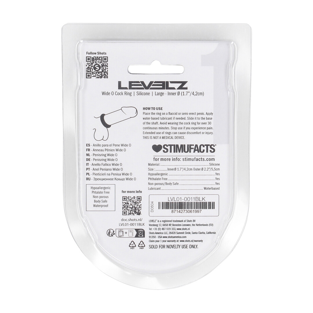 Wide O Silicone Cockring - L - 42mm - Zwart