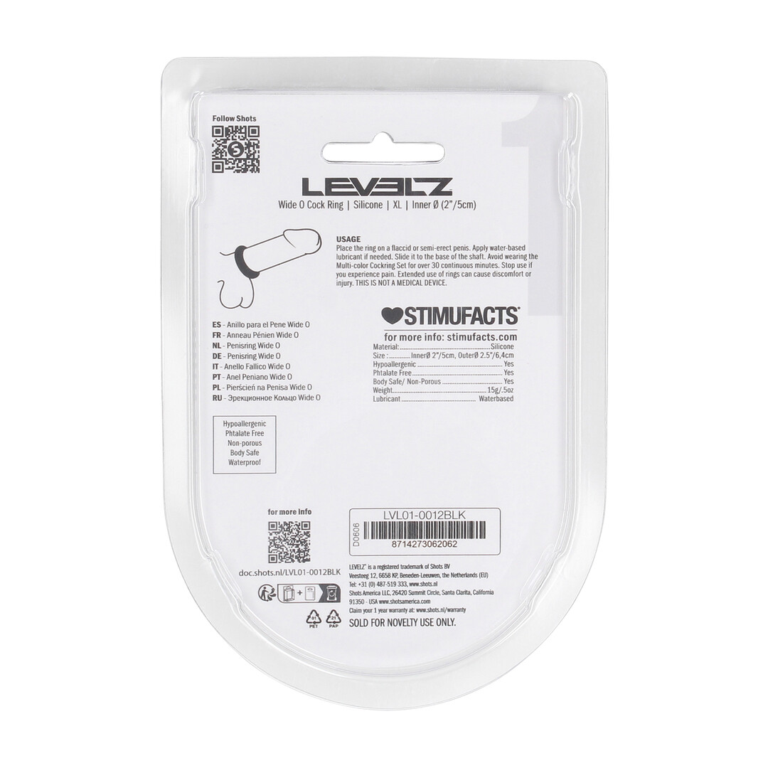 Wide O Silicone Cockring - XL - 50mm - Zwart