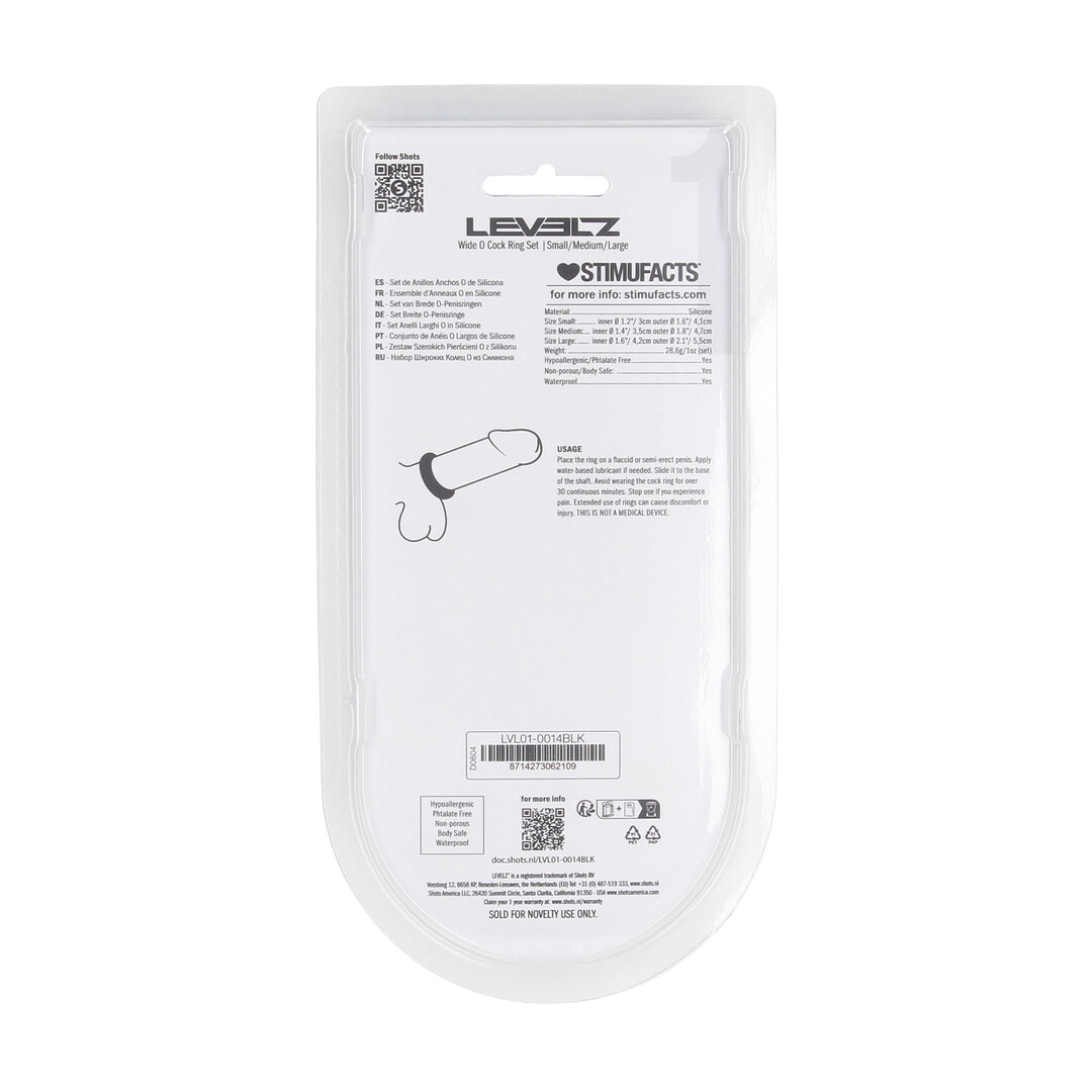 Wide O Siliconen Cockring Set van 3 - S/M/L - Zwart