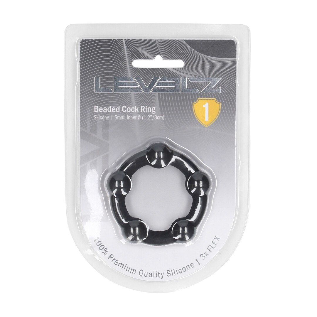 Kralen Silikon Cockring - S - 30mm - Zwart