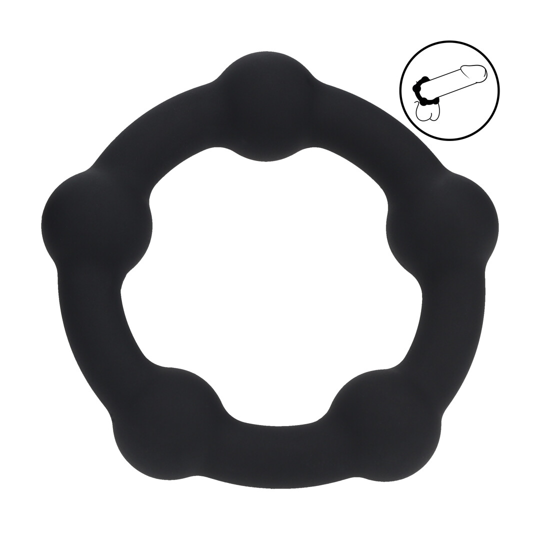 Kralen Silikon Cockring - S - 30mm - Zwart