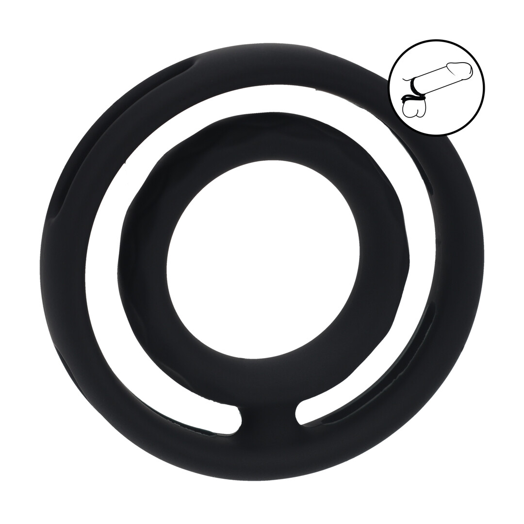 Levelz - Classic Grooved Silicone Penis- en Ballenring - Zwart
