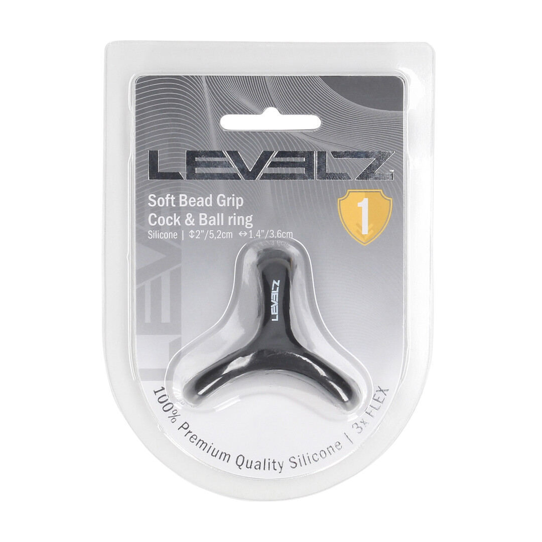 Levelz - Zachte Kraal Grip Siliconen Penis- en Ballenring - Zwart