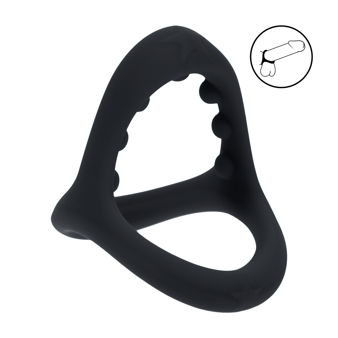 Levelz - Zachte Kraal Grip Siliconen Penis- en Ballenring - Zwart