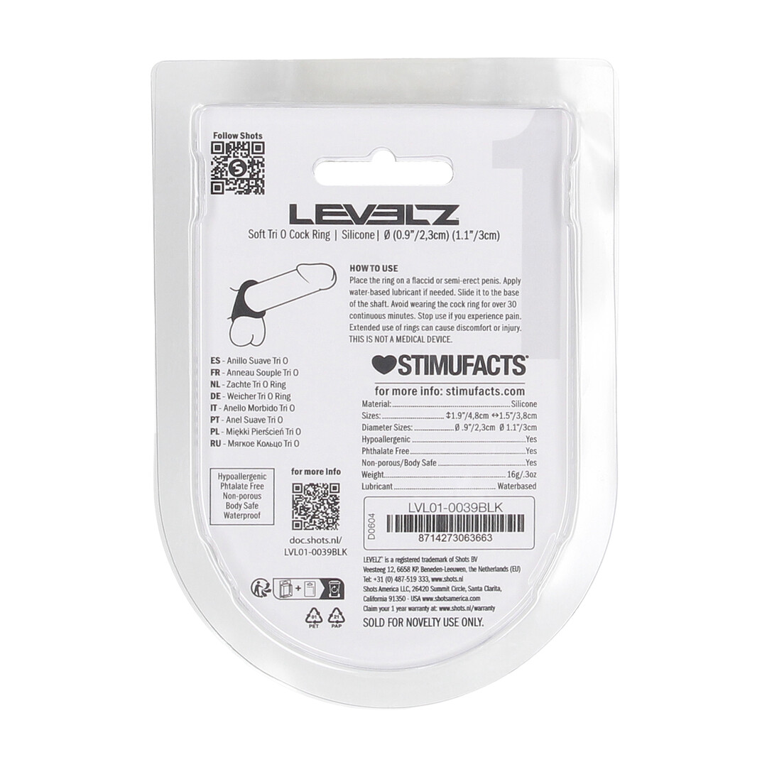 Zachte Tri O Siliconen Cockring - Zwart